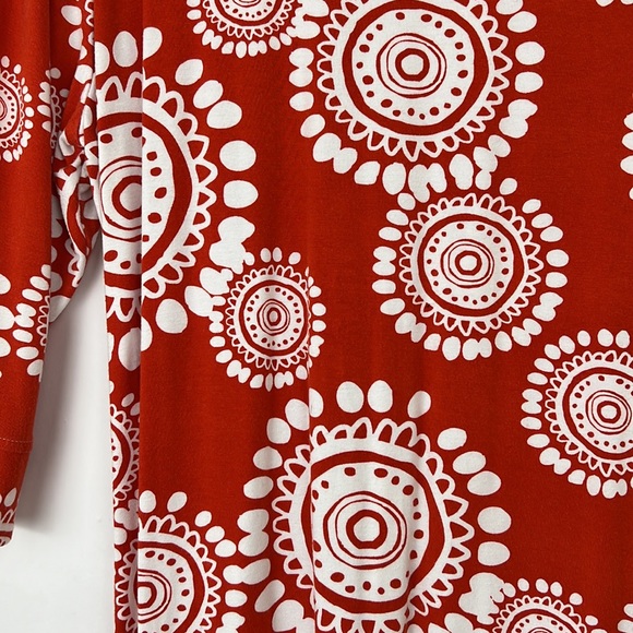 HATLEY jersey-like mini dress white medallion print on red L - Picture 2 of 11